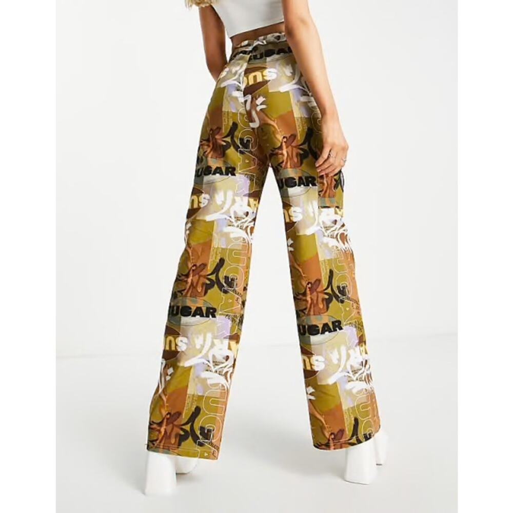 AsYou Y2K Vintage Printed Graphic Wide Leg Pants Size 2 Streetwear Indie - Picture 14 of 14